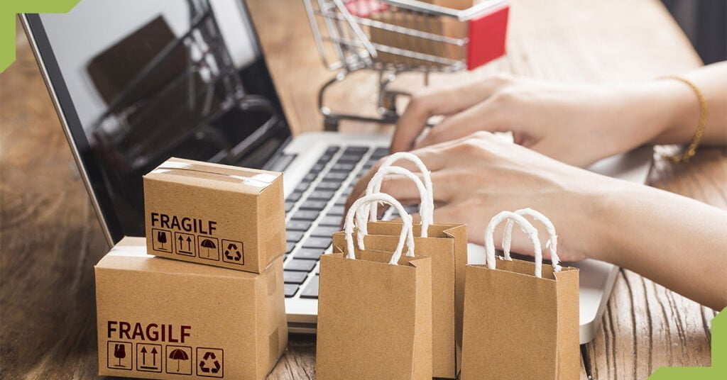 eCommerce buyer shopping online with a laptop