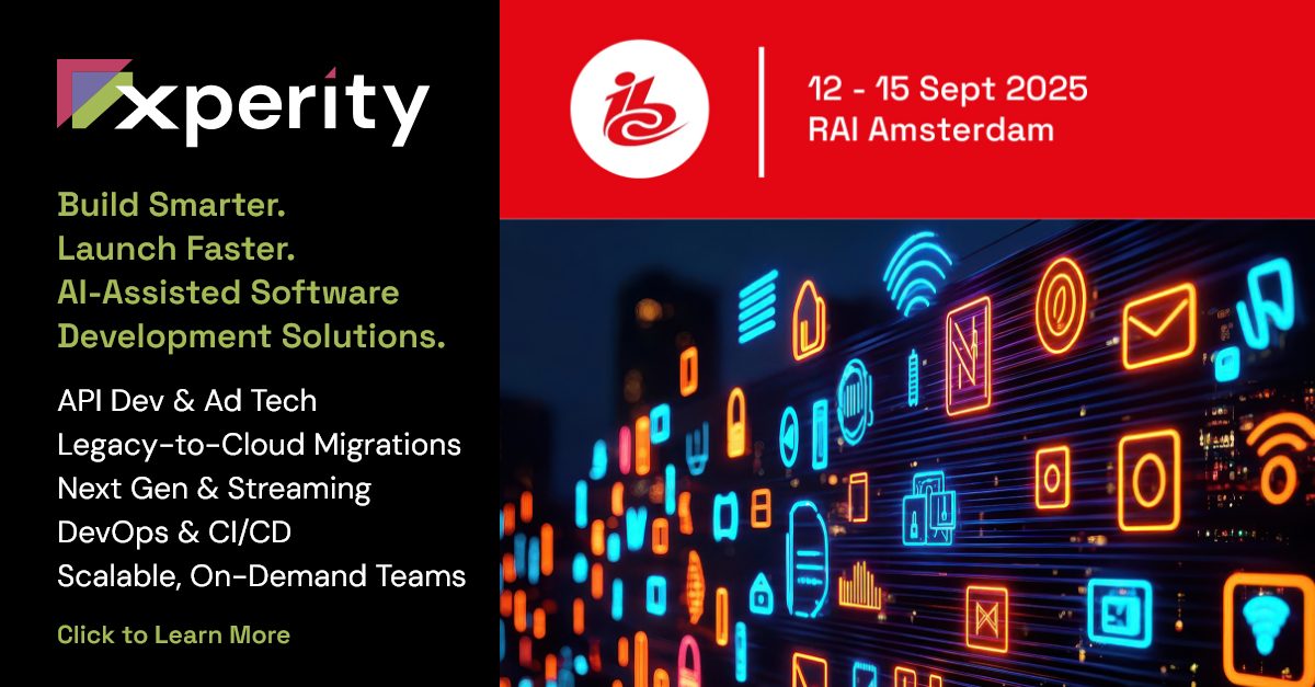 Image of streaming icons and IBC and Xperity logos